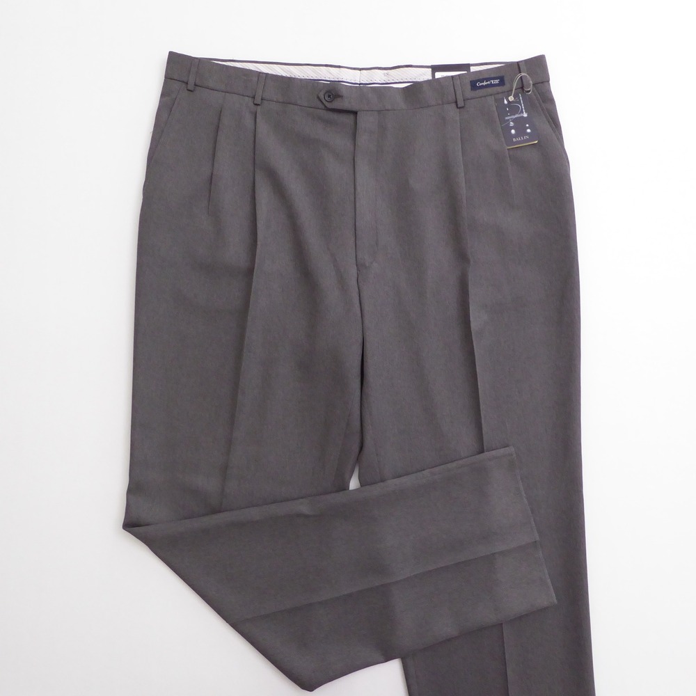 Ballin Mens Dress Pants Gray Manchester Comfort-EZE Nanotechnology 46 Unhemmed
